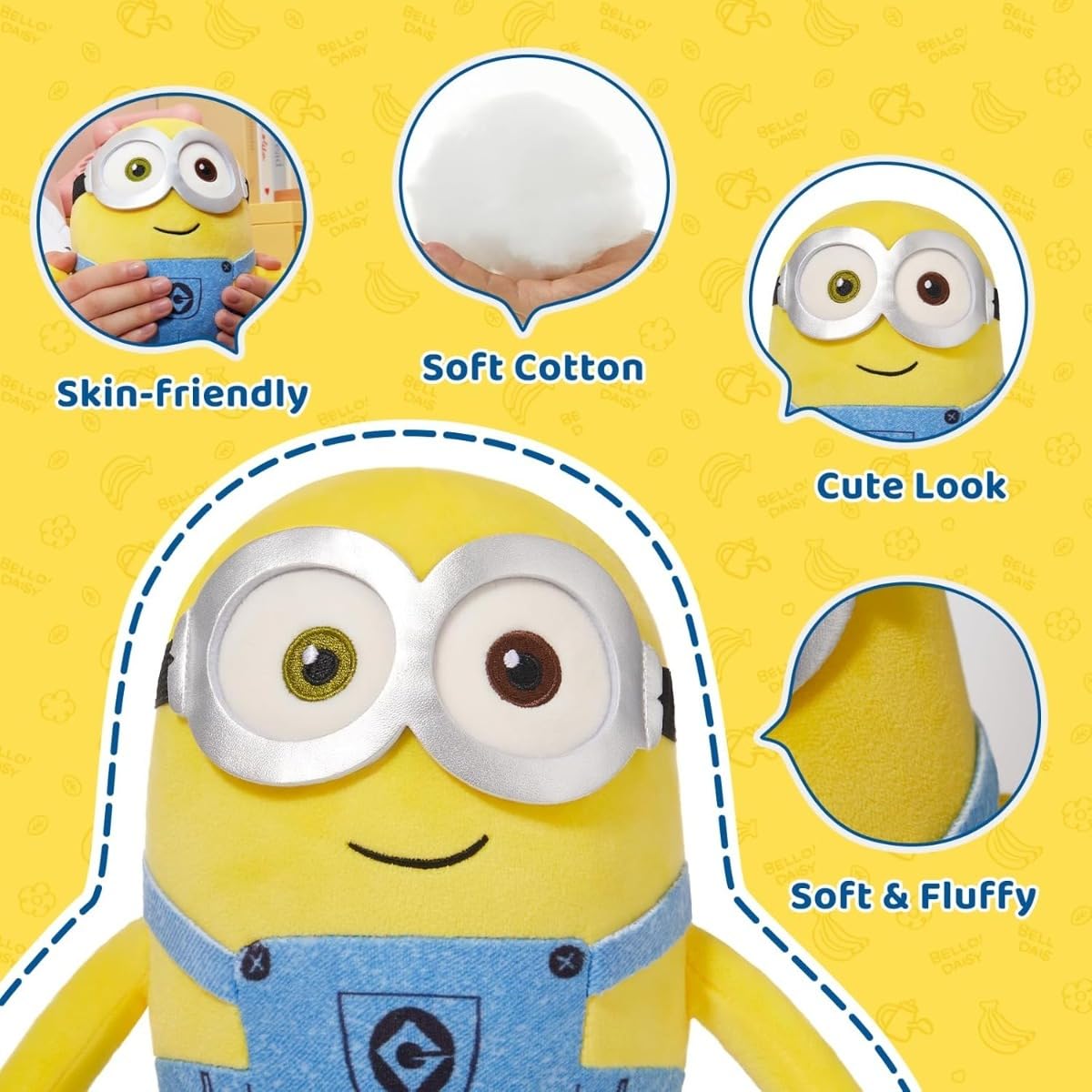 MINISO Minions Plush Toy – Kawaii Sleep Companion & Decorative Pillow (Multiple Sizes, Bob)