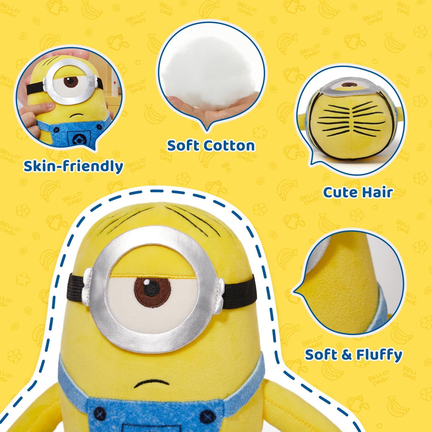 MINISO 9'' Stuart Minions Plush Toy – Soft Cuddly Sleep Pillow for Kids