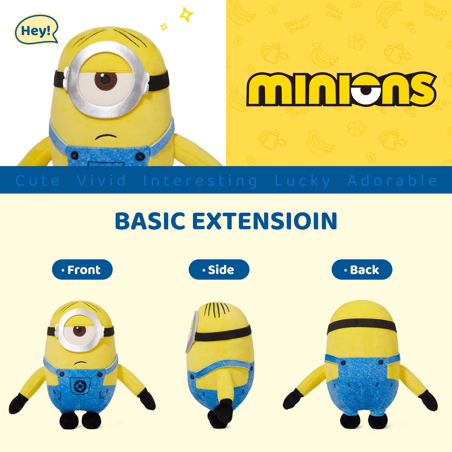 MINISO 9'' Stuart Minions Plush Toy – Soft Cuddly Sleep Pillow for Kids