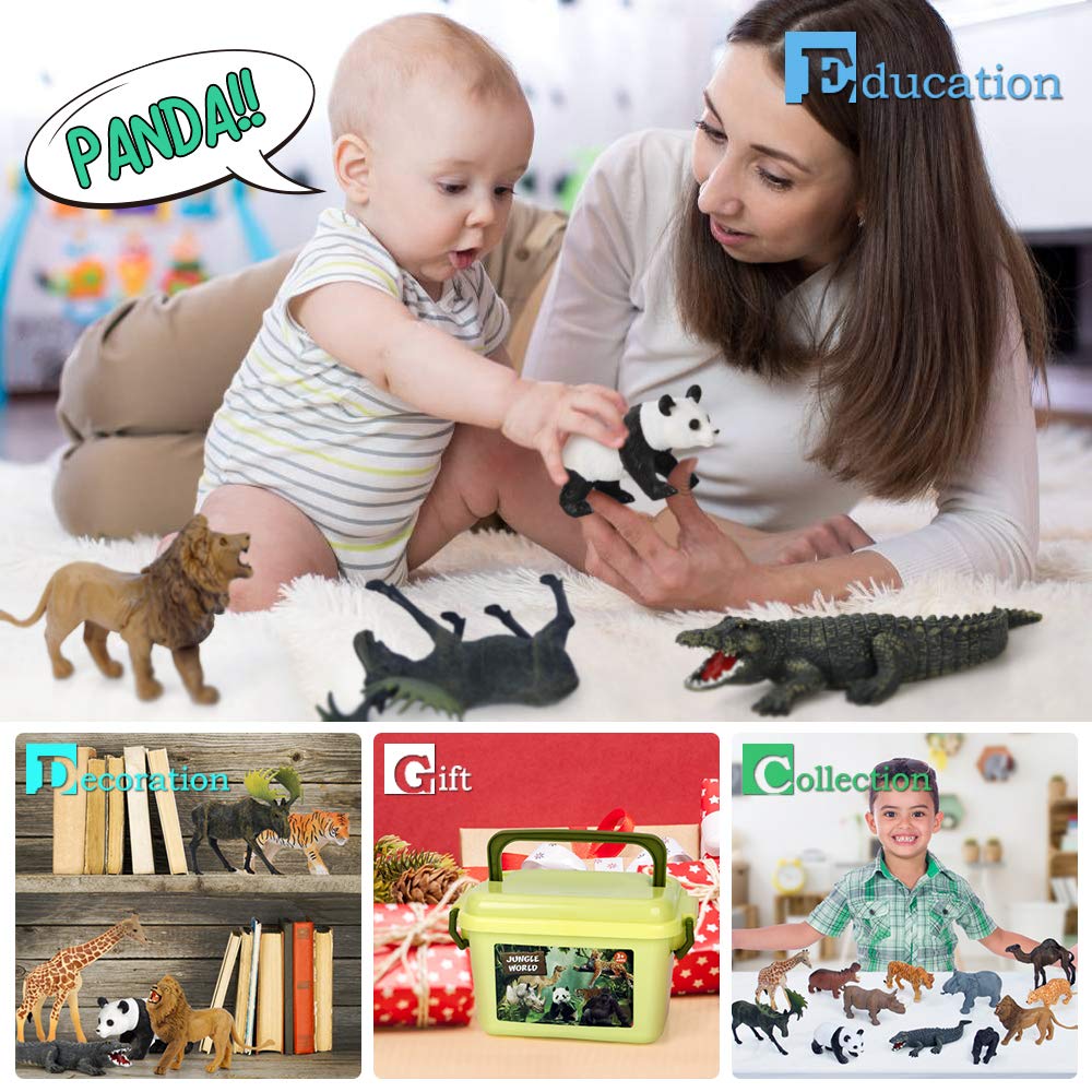 Mini Tudou Safari Animal Toys Figures – 12 Realistic Jumbo Jungle Animals Playset