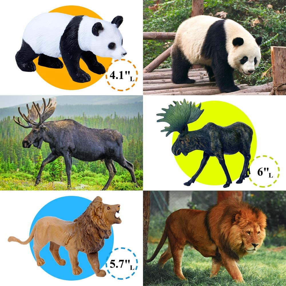 Mini Tudou Safari Animal Toys Figures – 12 Realistic Jumbo Jungle Animals Playset