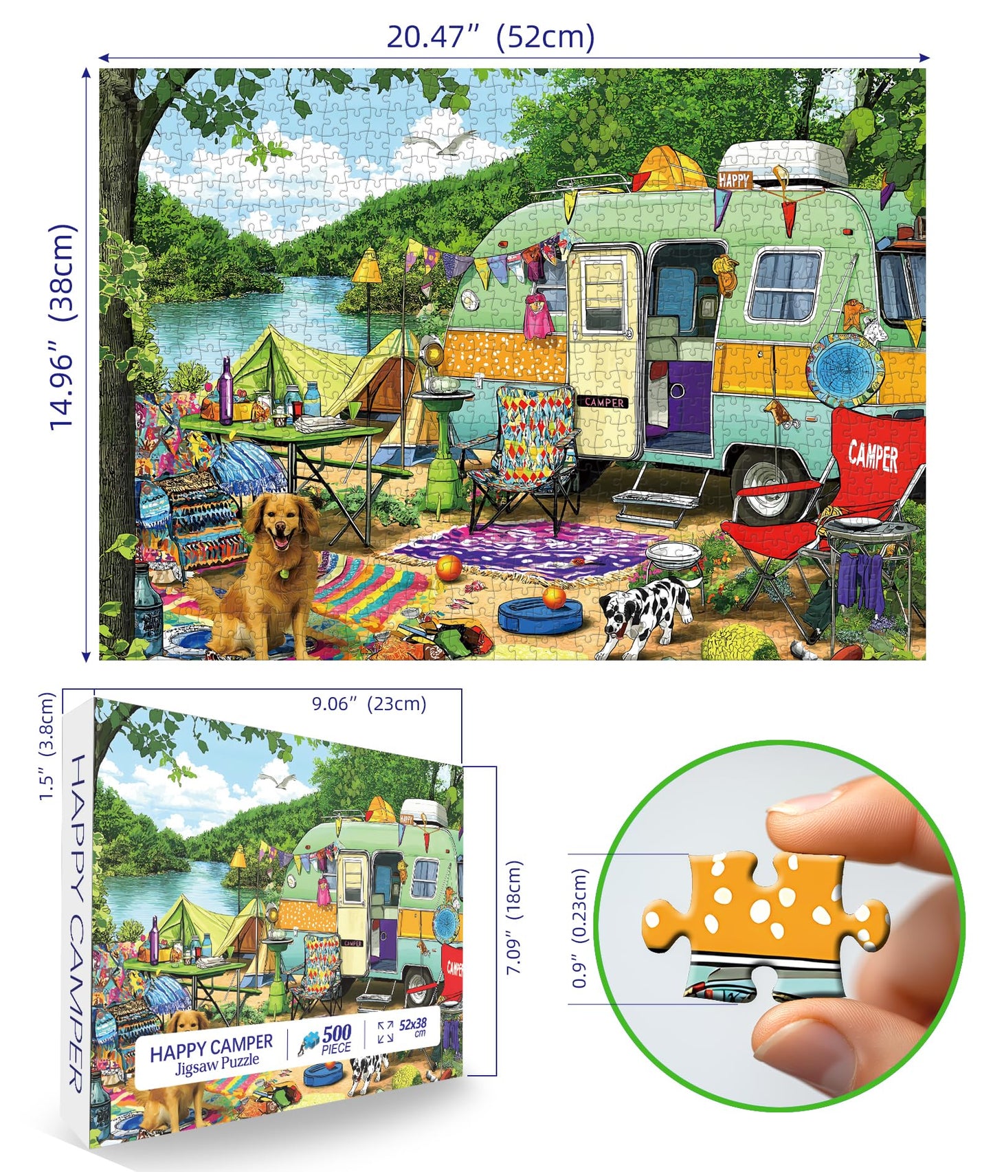 MINIWAN Puzzles for Adults – 500 Pieces Lakeside Camping Puzzle (23 x 15 in)