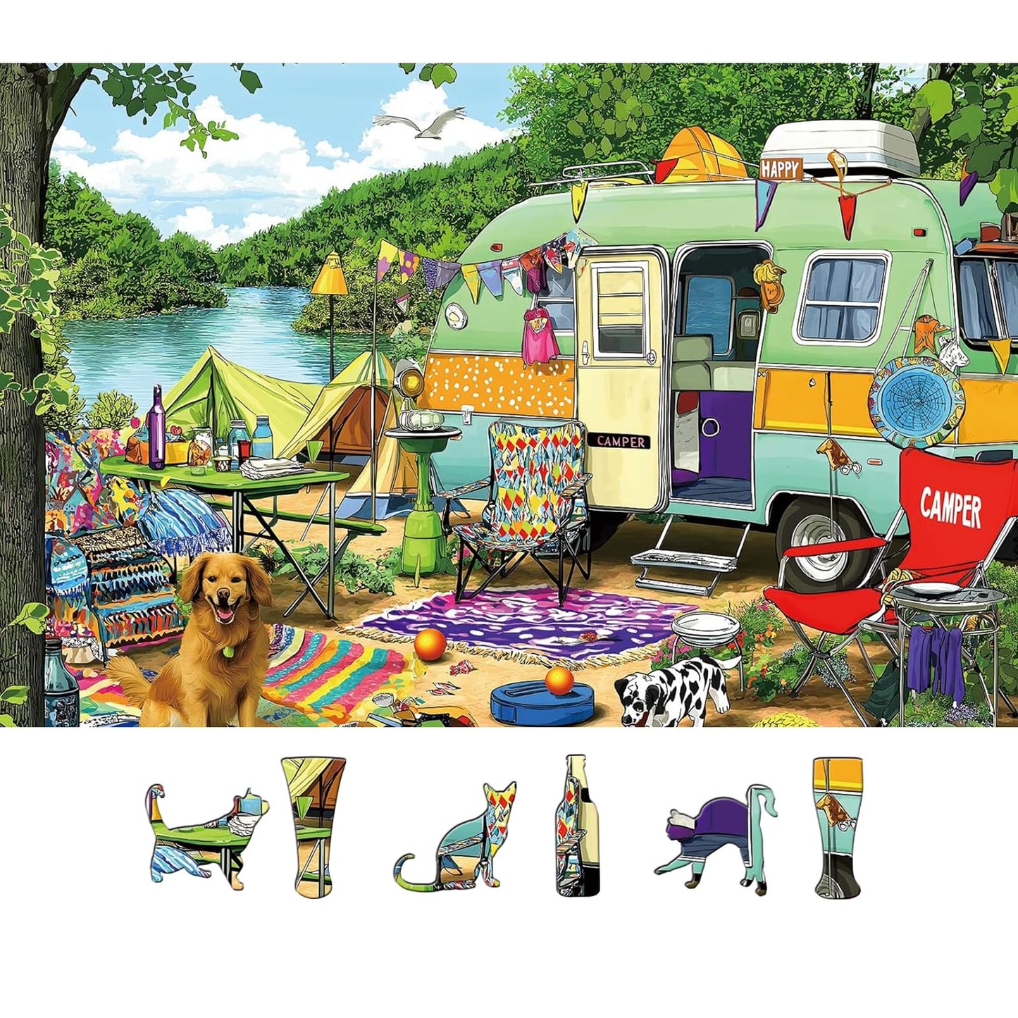 MINIWAN Puzzles for Adults – 500 Pieces Lakeside Camping Puzzle (23 x 15 in)