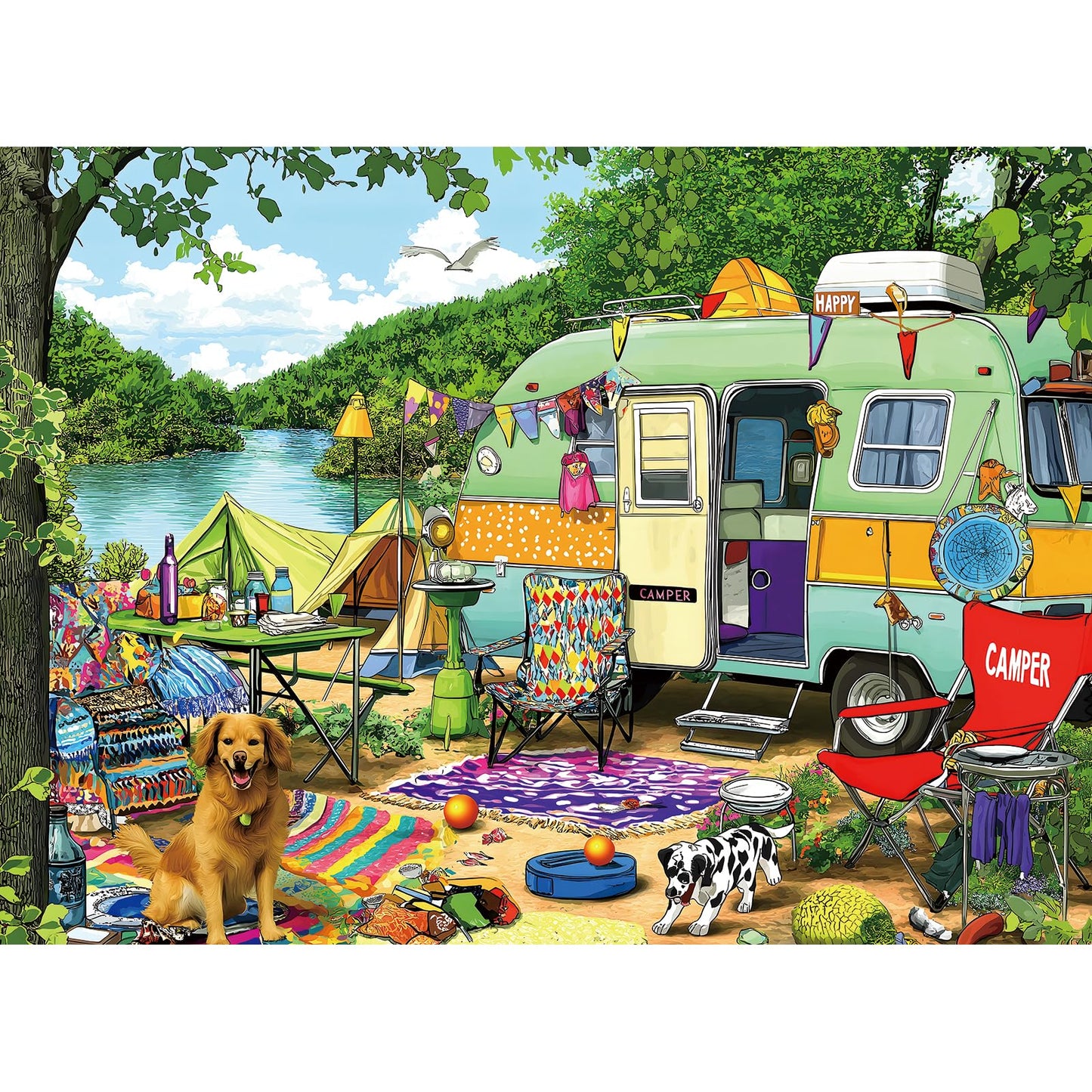 MINIWAN Puzzles for Adults – 500 Pieces Lakeside Camping Puzzle (23 x 15 in)