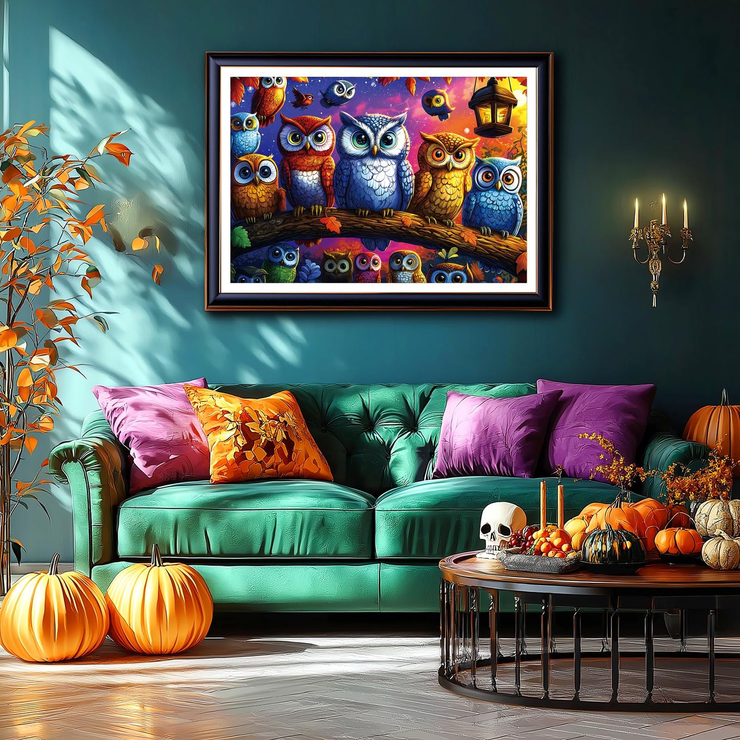 MINIWAN Halloween Colorful Owl Family 500-Piece Puzzle for Adults – Frame-Worthy 23x15