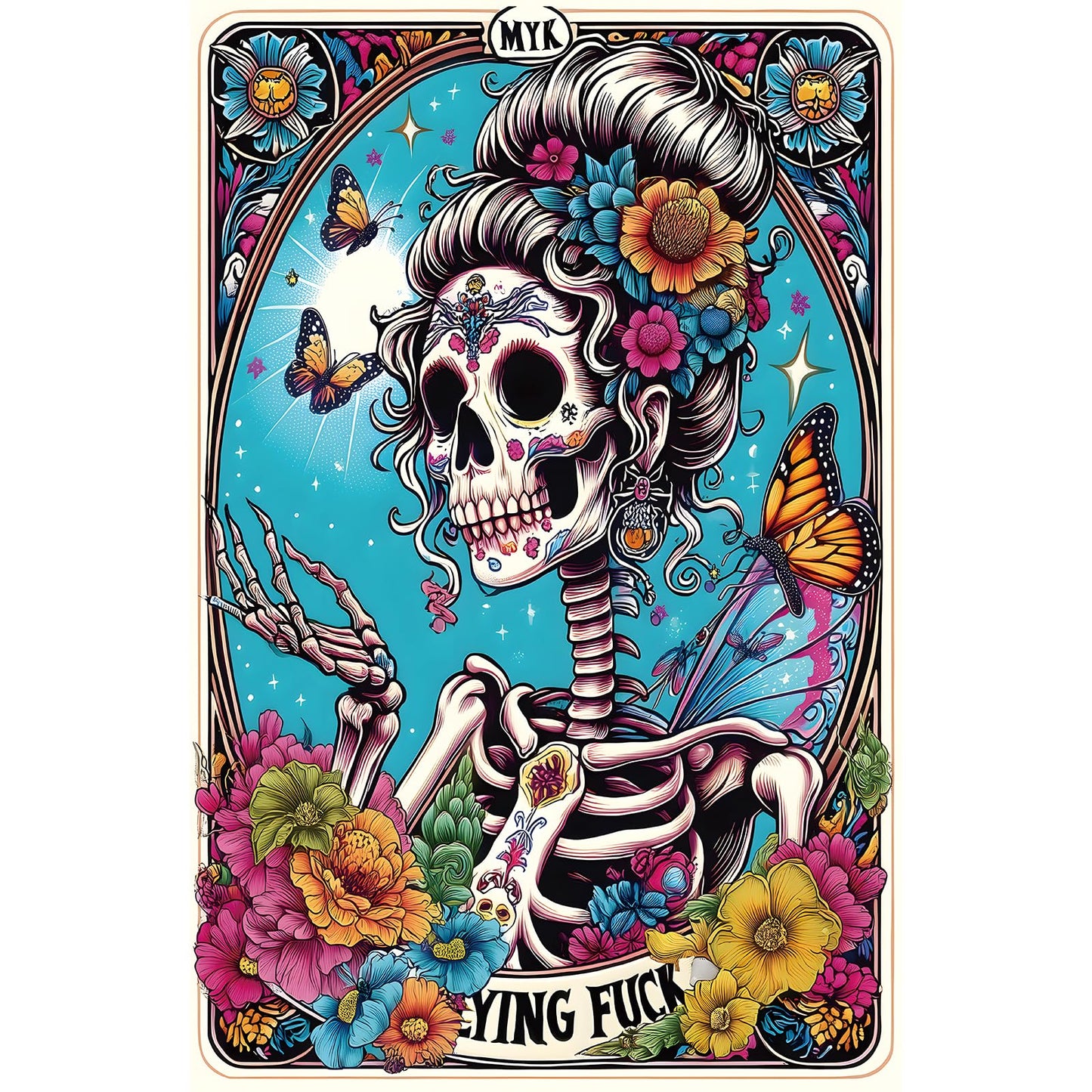 MINIWAN Halloween Sugar Skull 500-Piece Puzzle – Day of the Dead Floral Skull Art