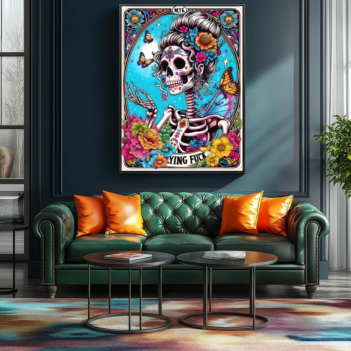 MINIWAN Halloween Sugar Skull 500-Piece Puzzle – Day of the Dead Floral Skull Art