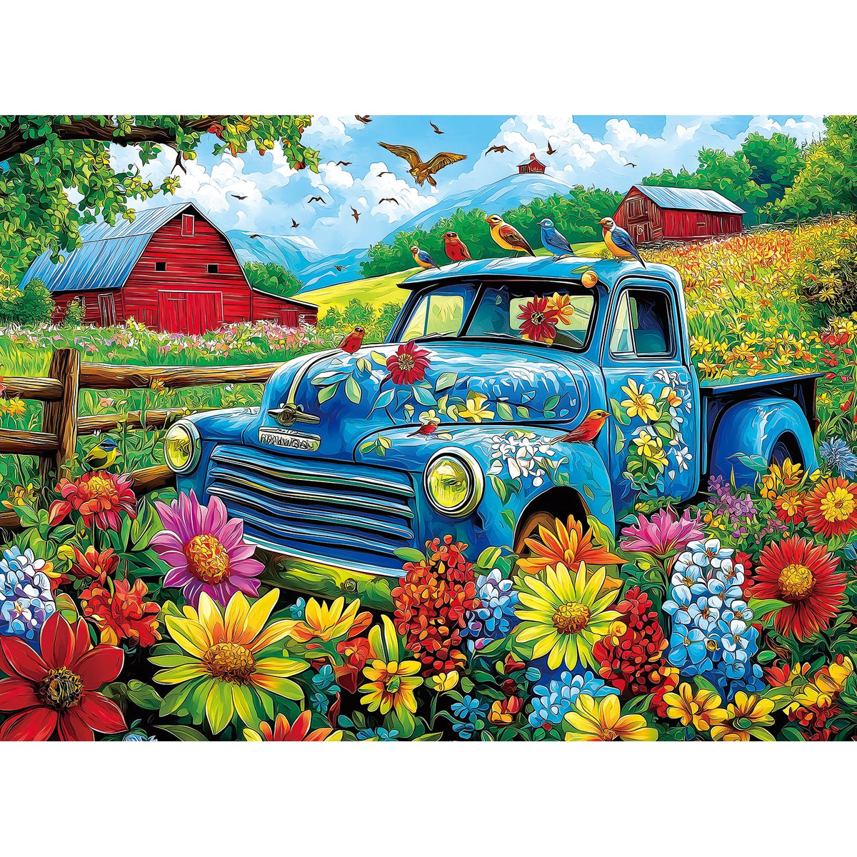 MINIWAN 500-Piece Jigsaw Puzzle: Songbirds on The Farm – Eco-Friendly Large Piece 23x15