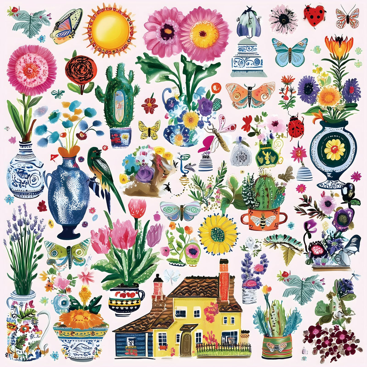 MINIWAN 500-Piece Jigsaw Puzzle for Adults – Vibrant Garden Scene, Butterflies & Flowers, 20x20