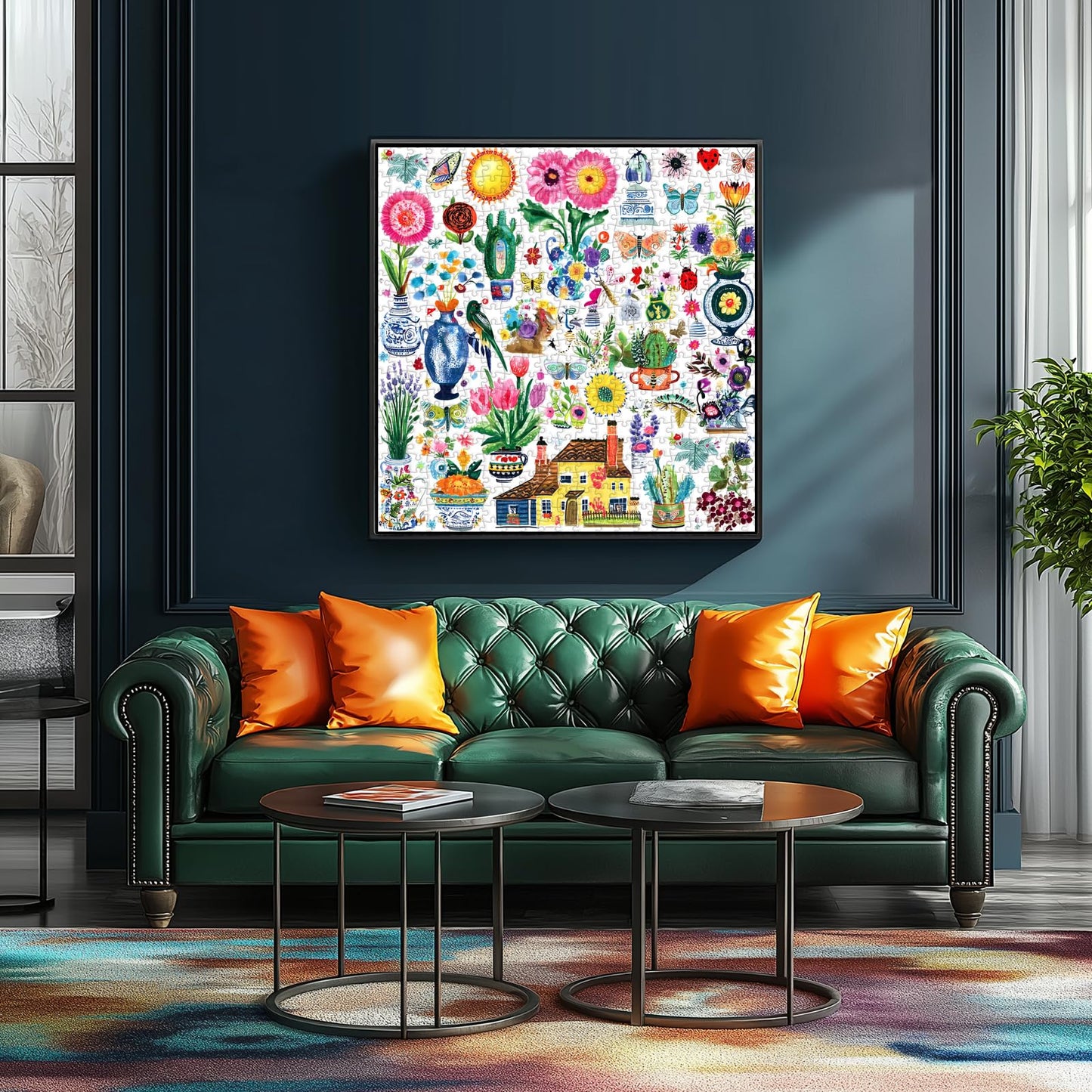 MINIWAN 500-Piece Jigsaw Puzzle for Adults – Vibrant Garden Scene, Butterflies & Flowers, 20x20