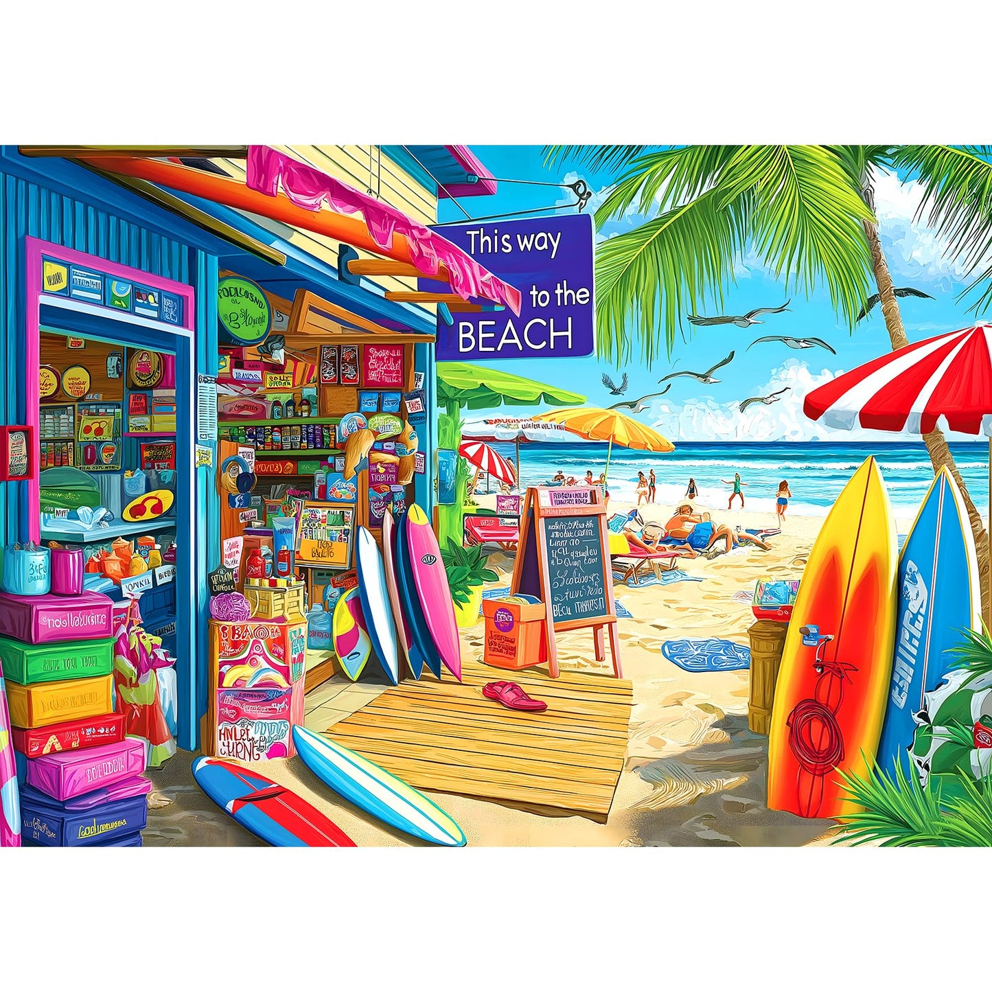 MINIWAN Beach Shop Puzzles for Adults – 1000 Pieces Summer Surf Shack Jigsaw Puzzle