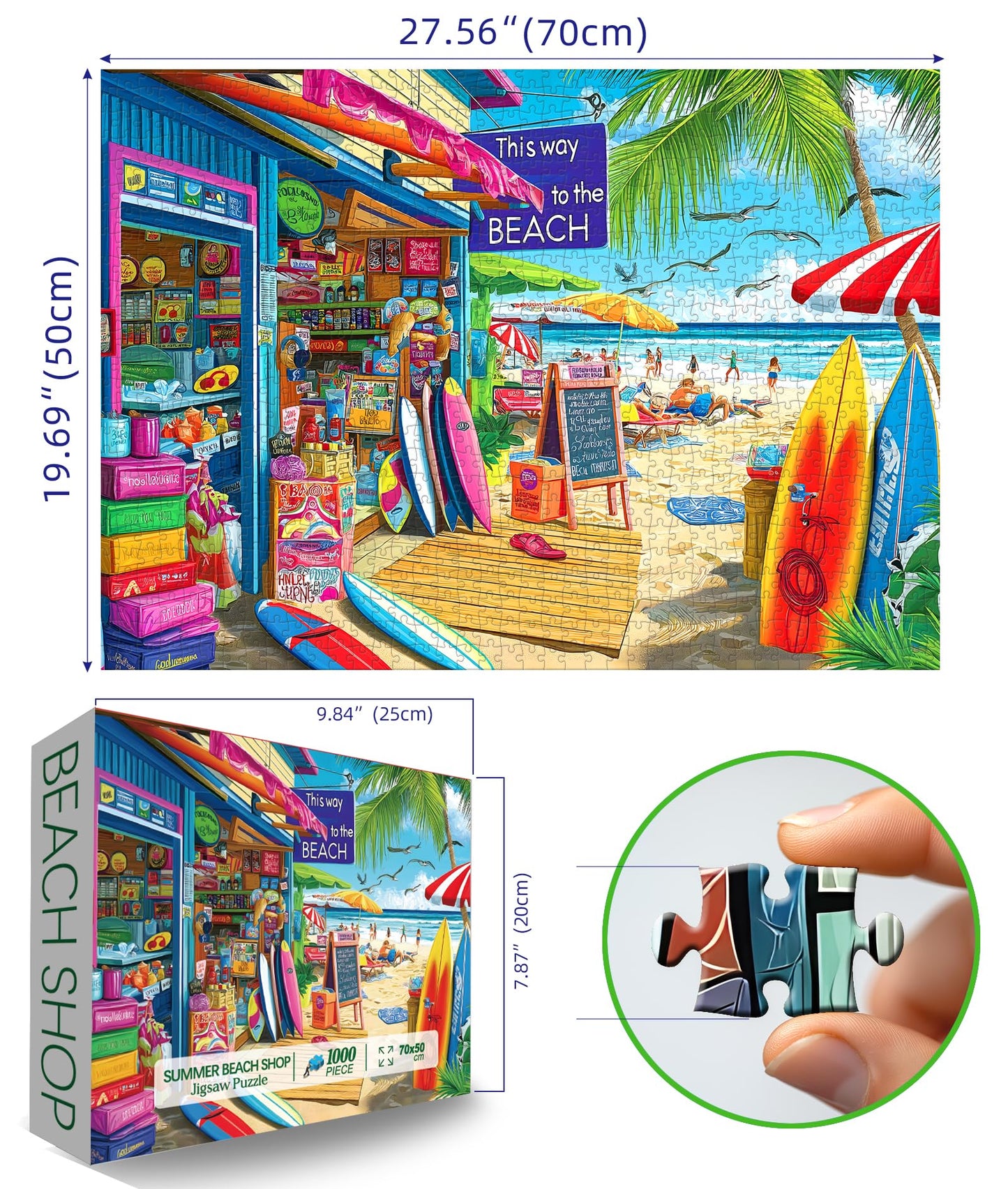 MINIWAN Beach Shop Puzzles for Adults – 1000 Pieces Summer Surf Shack Jigsaw Puzzle