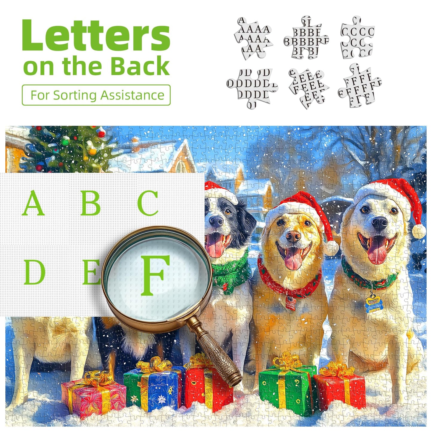 MINIWAN Christmas Dog Gathering 1000-Piece Puzzle for Adults – HD Print, Dust-Free, 27.5 x 19.7 in