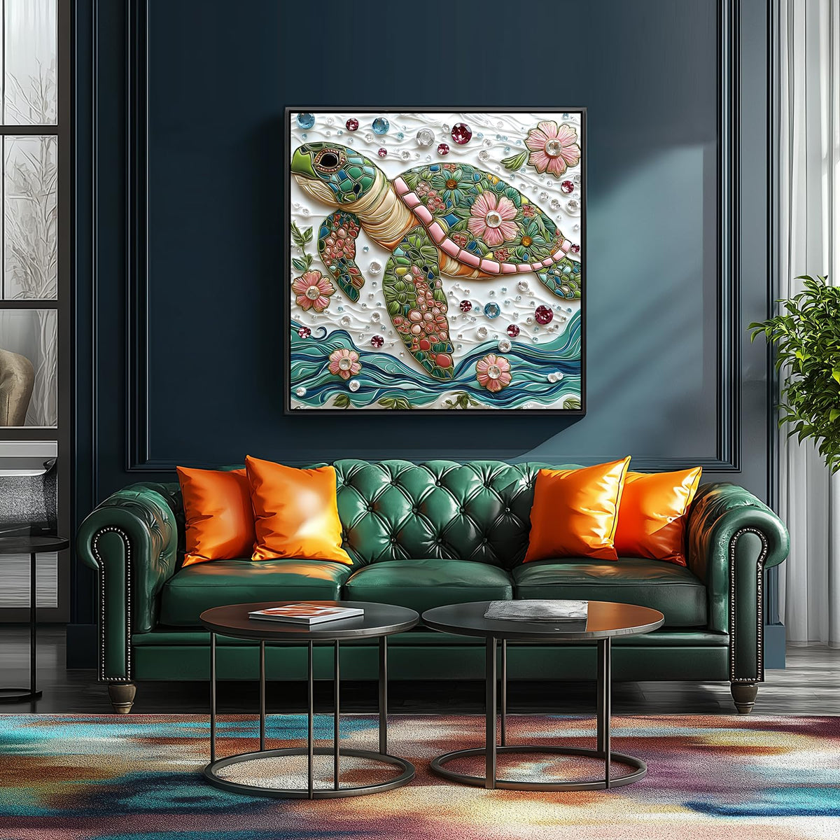 MINIWAN Sea Turtle Puzzle 500 Pieces – Colorful Crystal Flower Ocean Art, 20x20