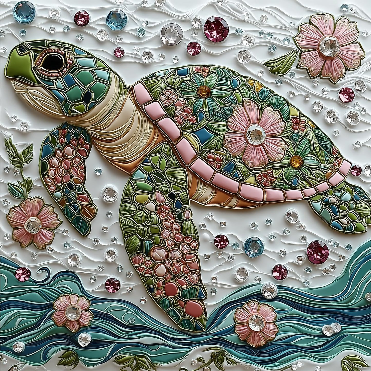 MINIWAN Sea Turtle Puzzle 500 Pieces – Colorful Crystal Flower Ocean Art, 20x20