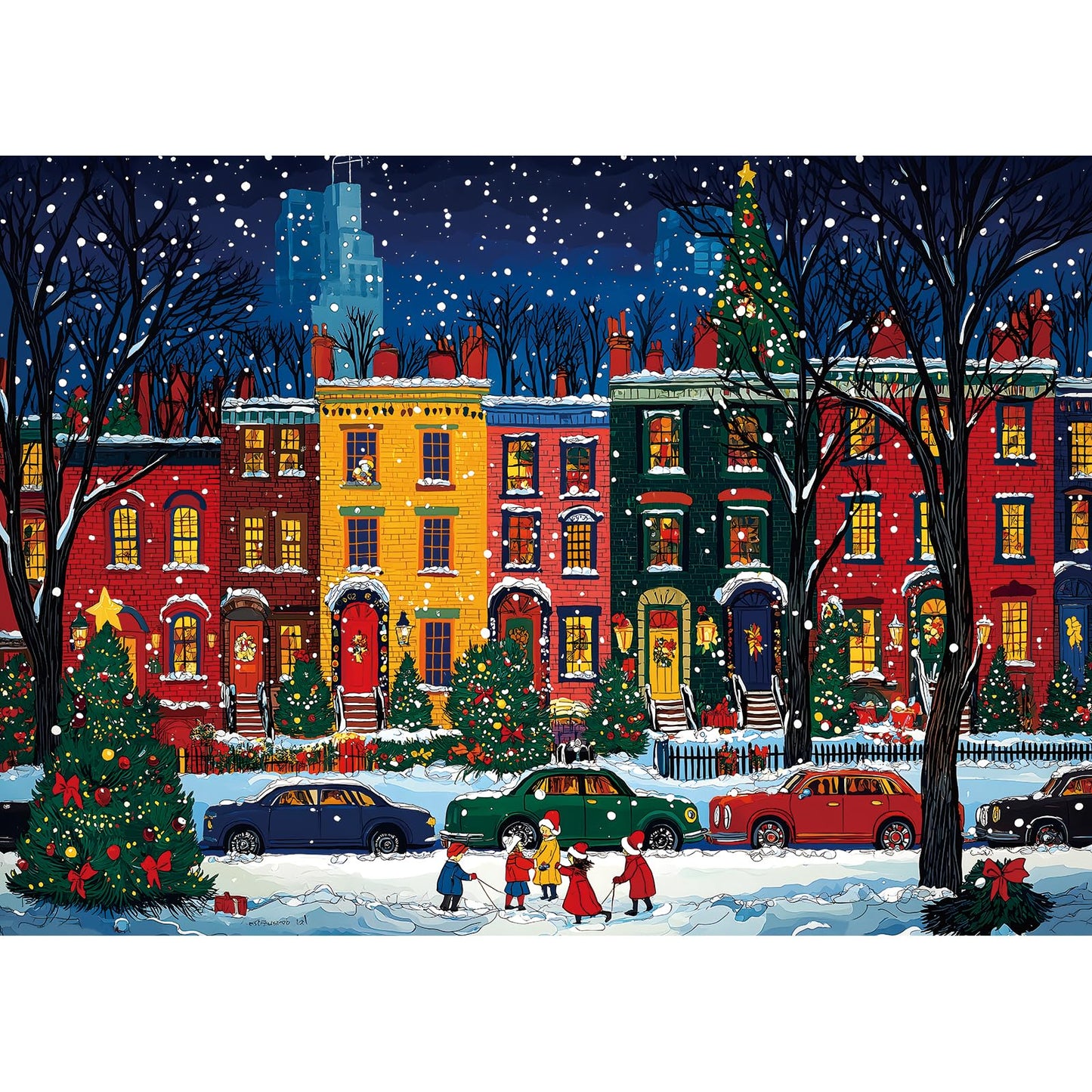 MINIWAN Christmas Street 1000 Piece Puzzle for Adults – HD Print, Poster Included, 27.5 x 19.7 in, Dust-Free