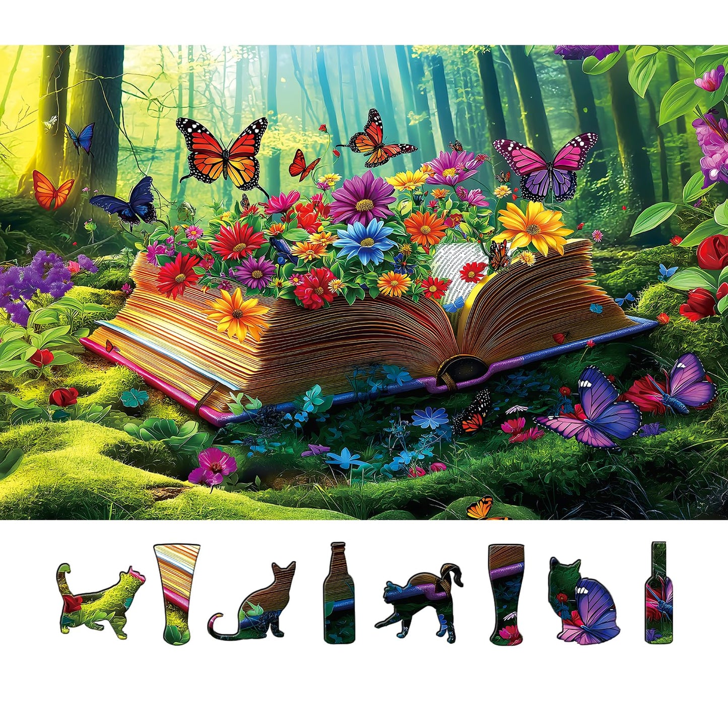 MINIWAN Vibrant Flowers 500-Piece Puzzle – Enchanted Garden & Butterflies