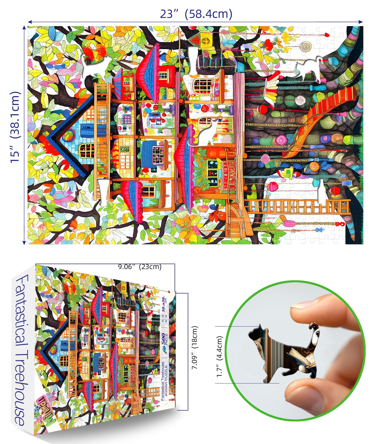 MINIWAN Whimsical Treehouse Escape 500-Piece Puzzle for Adults – Colorful Fantasy Art