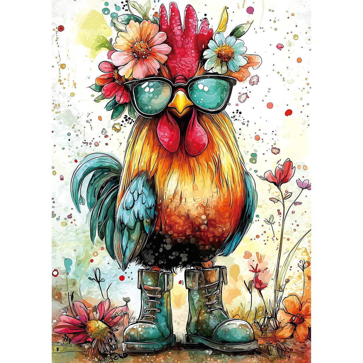 MINIWAN Sunglasses Chicken 1000-Piece Puzzle for Adults — Dust-Free, High-Precision Jigsaw