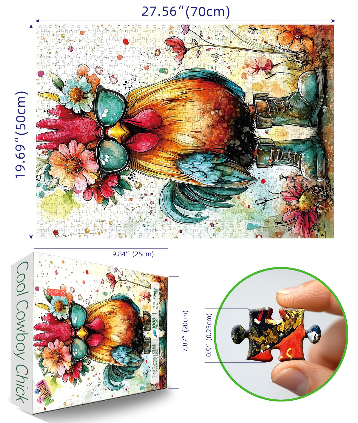 MINIWAN Sunglasses Chicken 1000-Piece Puzzle for Adults — Dust-Free, High-Precision Jigsaw