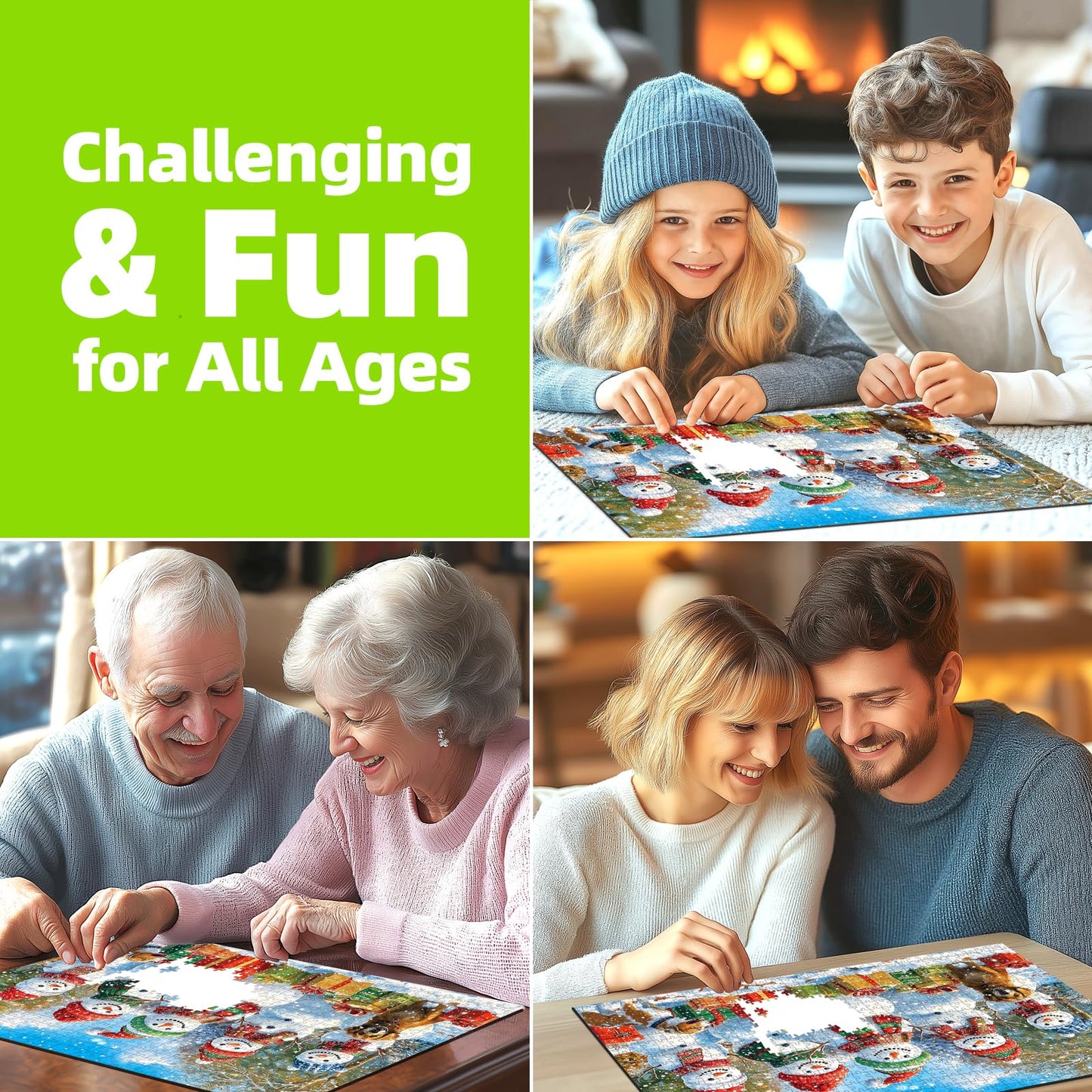MINIWAN Winter Snowman 1000 Piece Puzzle for Adults - HD Poster Included - Dust-Free 27.5x19.7