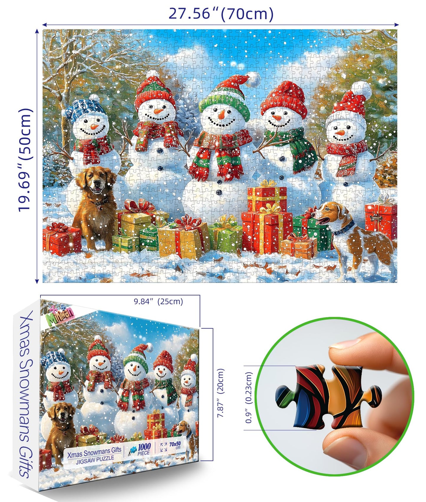 MINIWAN Winter Snowman 1000 Piece Puzzle for Adults - HD Poster Included - Dust-Free 27.5x19.7
