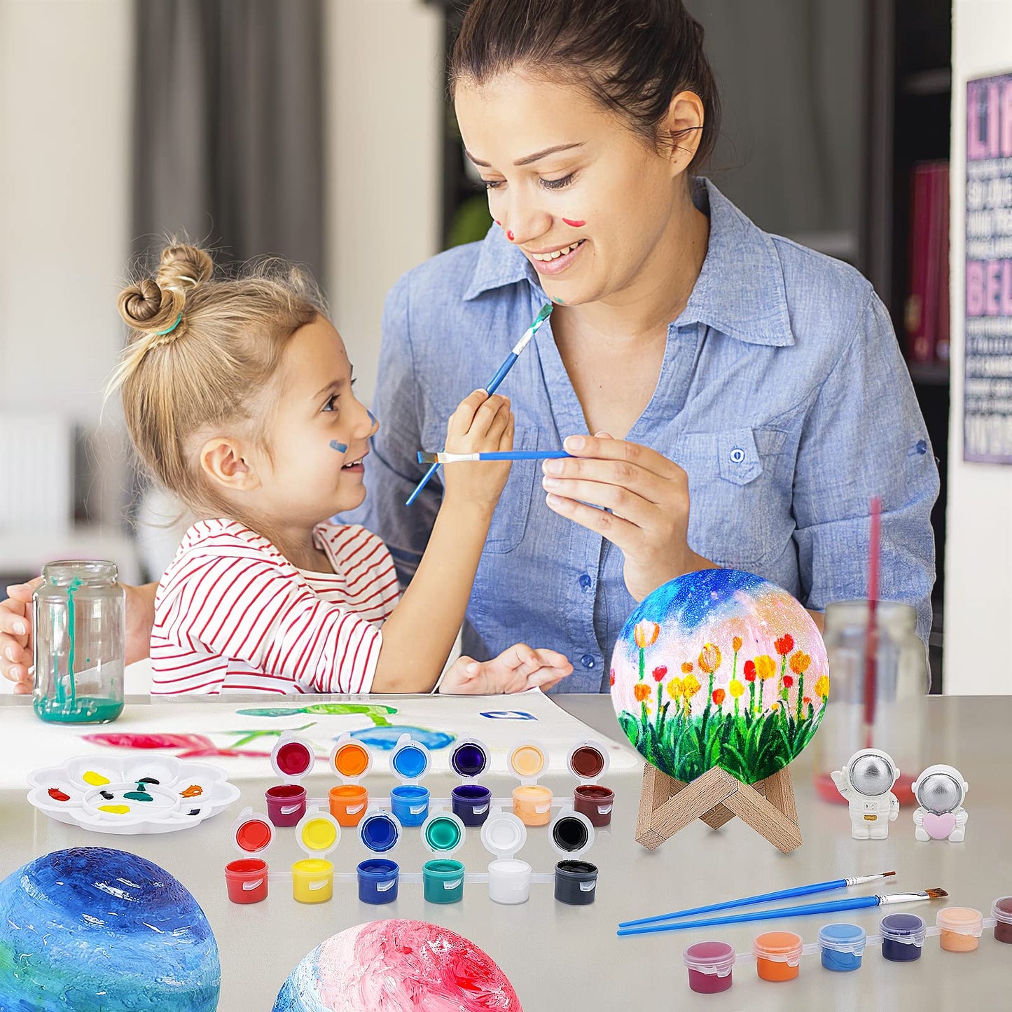 Minleway 7.1-Inch 16-Color Rechargeable Moon Lamp DIY Kit | Kids Craft Gift