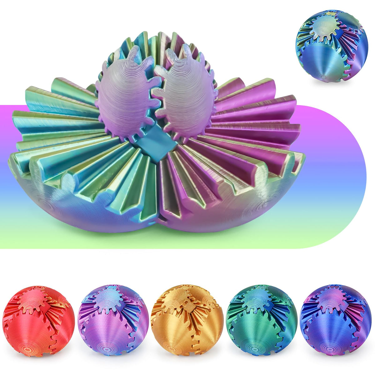 Minleway Gear Ball 3D Printed Cube Fidget Toy – Stress Relief & Focus