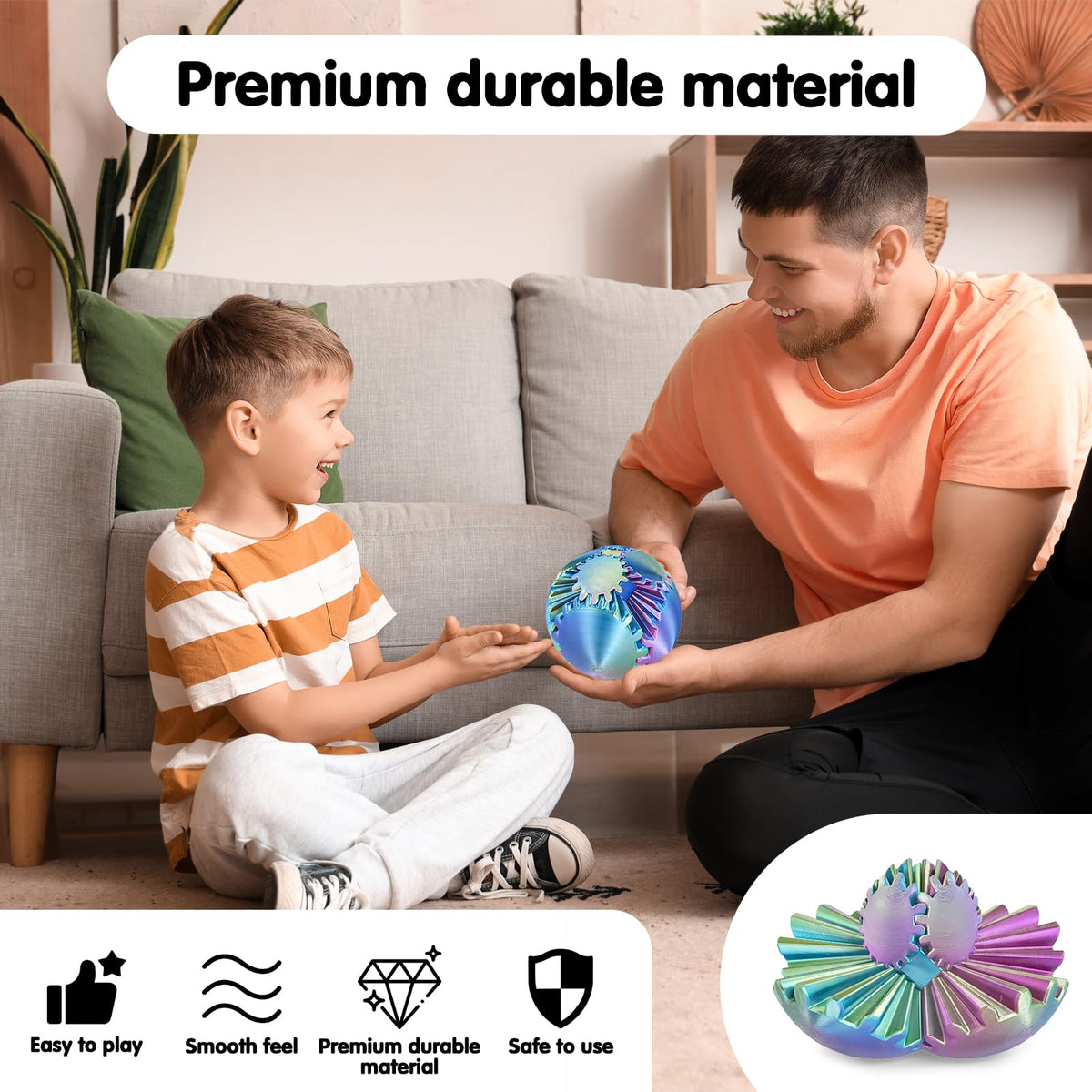 Minleway Gear Ball 3D Printed Cube Fidget Toy – Stress Relief & Focus