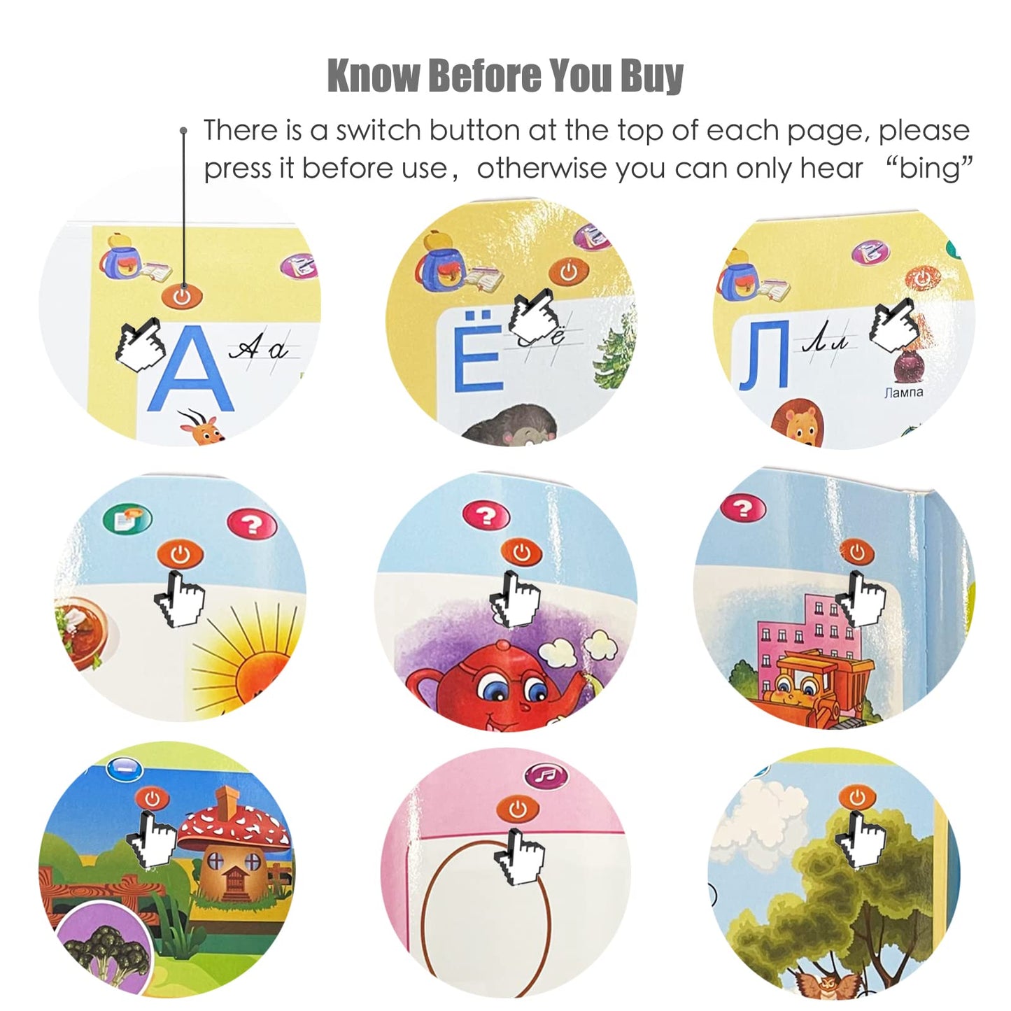 MINMEER Russian Alphabet Toys for Kids — Letters, Words & Music Learning Book (Ages 3+)