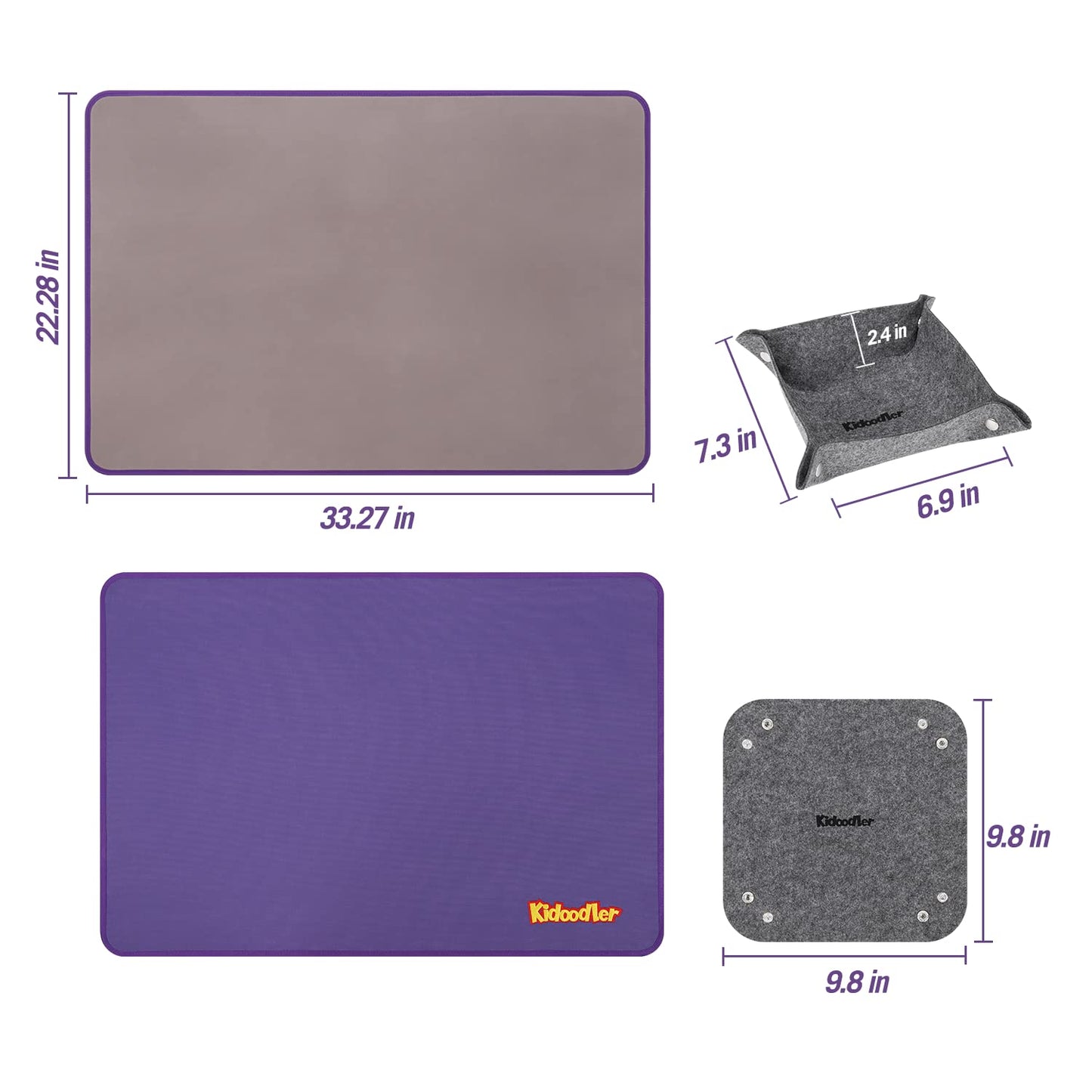Minne Baby Kidoodler Puzzle Board with 4 Sorting Trays | 33x22 Portable 1000-Piece Mat – Purple