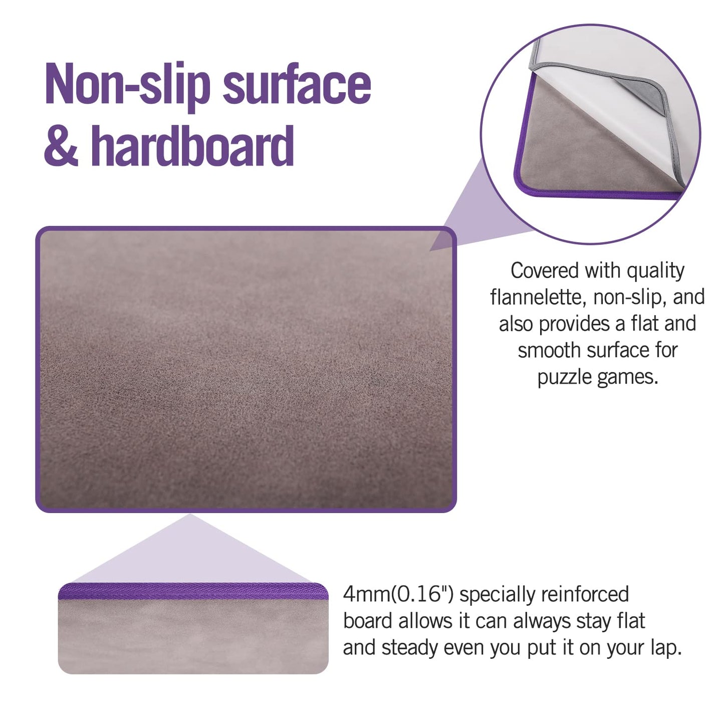 Minne Baby Kidoodler Puzzle Board with 4 Sorting Trays | 33x22 Portable 1000-Piece Mat – Purple