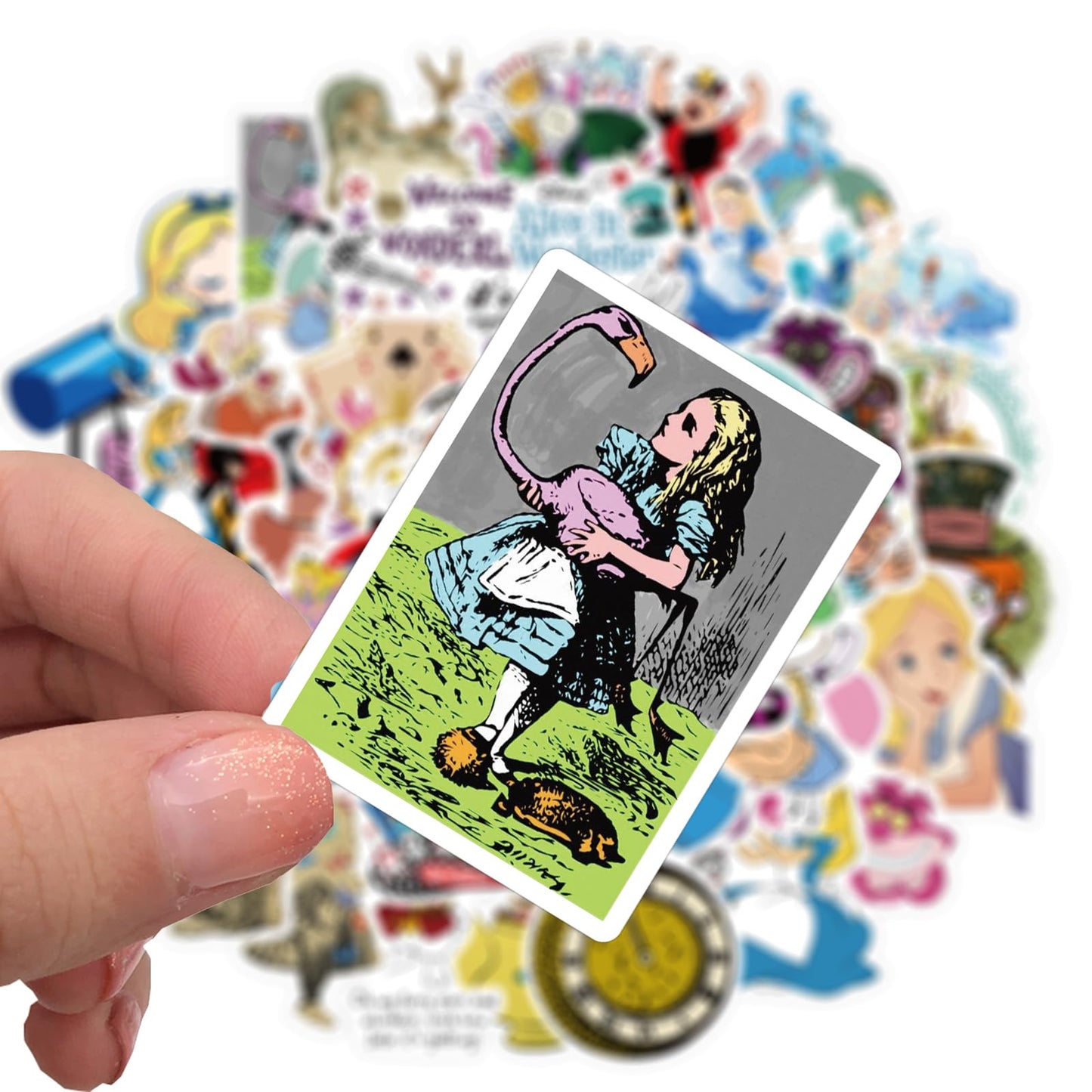 MINRAIN 50PCS Alice in Wonderland Waterproof Stickers for Water Bottles
