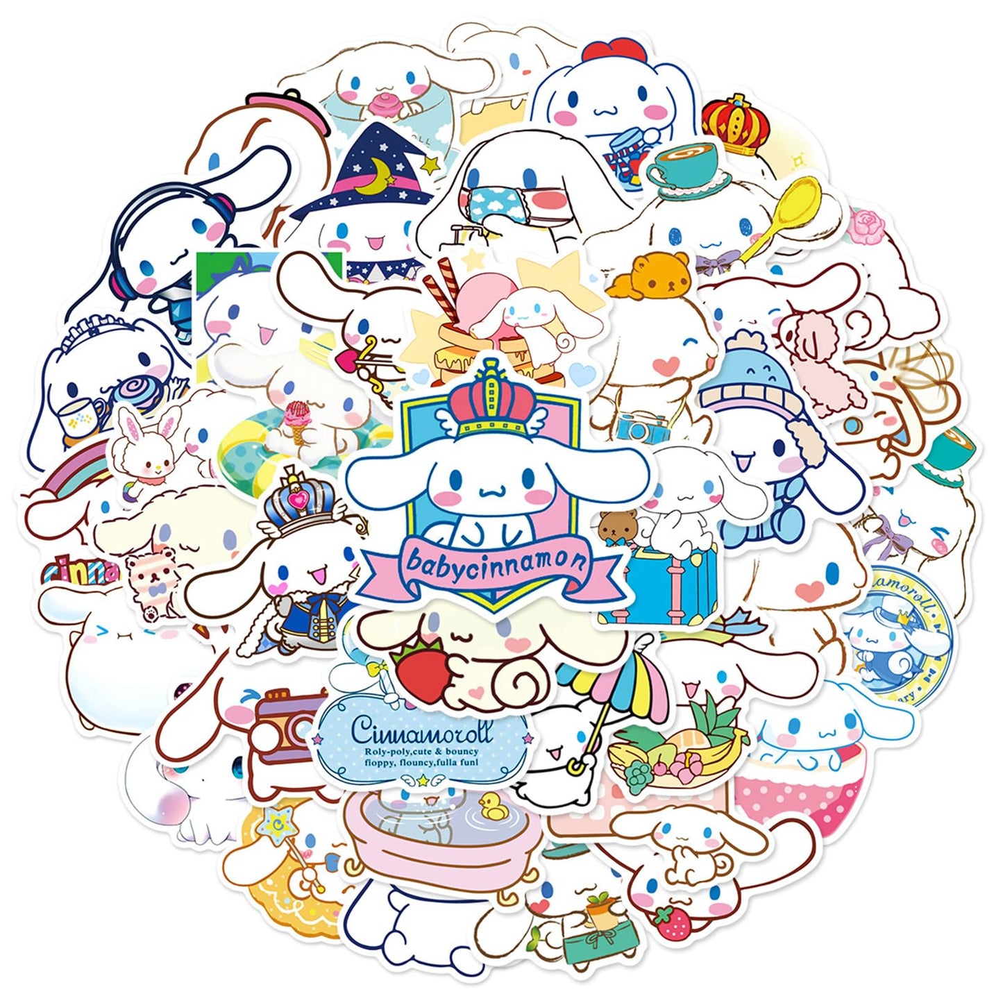 MINRAIN 50pcs Cinnamoroll Stickers – Waterproof Vinyl Decals for Laptops, Skateboards, Luggage