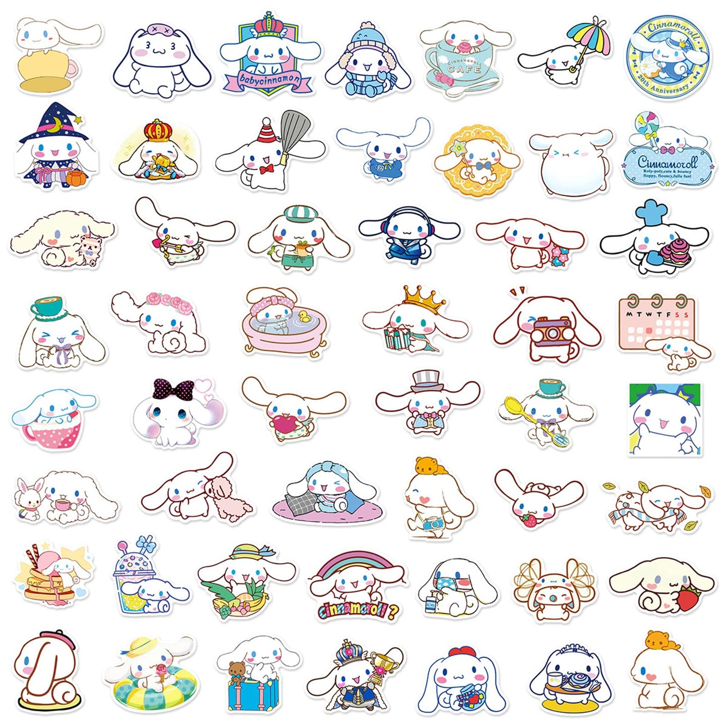 MINRAIN 50pcs Cinnamoroll Stickers – Waterproof Vinyl Decals for Laptops, Skateboards, Luggage