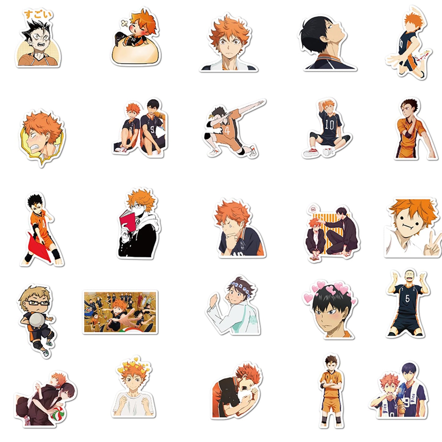 MINRAIN 100Pcs Haikyuu Waterproof Cartoon Sticker Set for Water Bottles & More