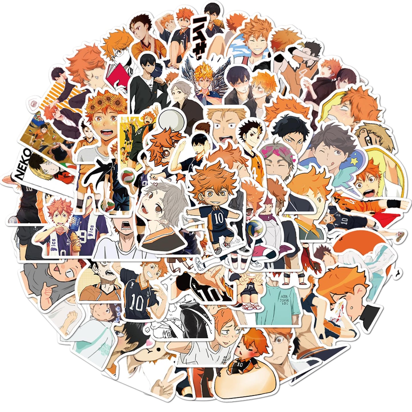 MINRAIN 100Pcs Haikyuu Waterproof Cartoon Sticker Set for Water Bottles & More