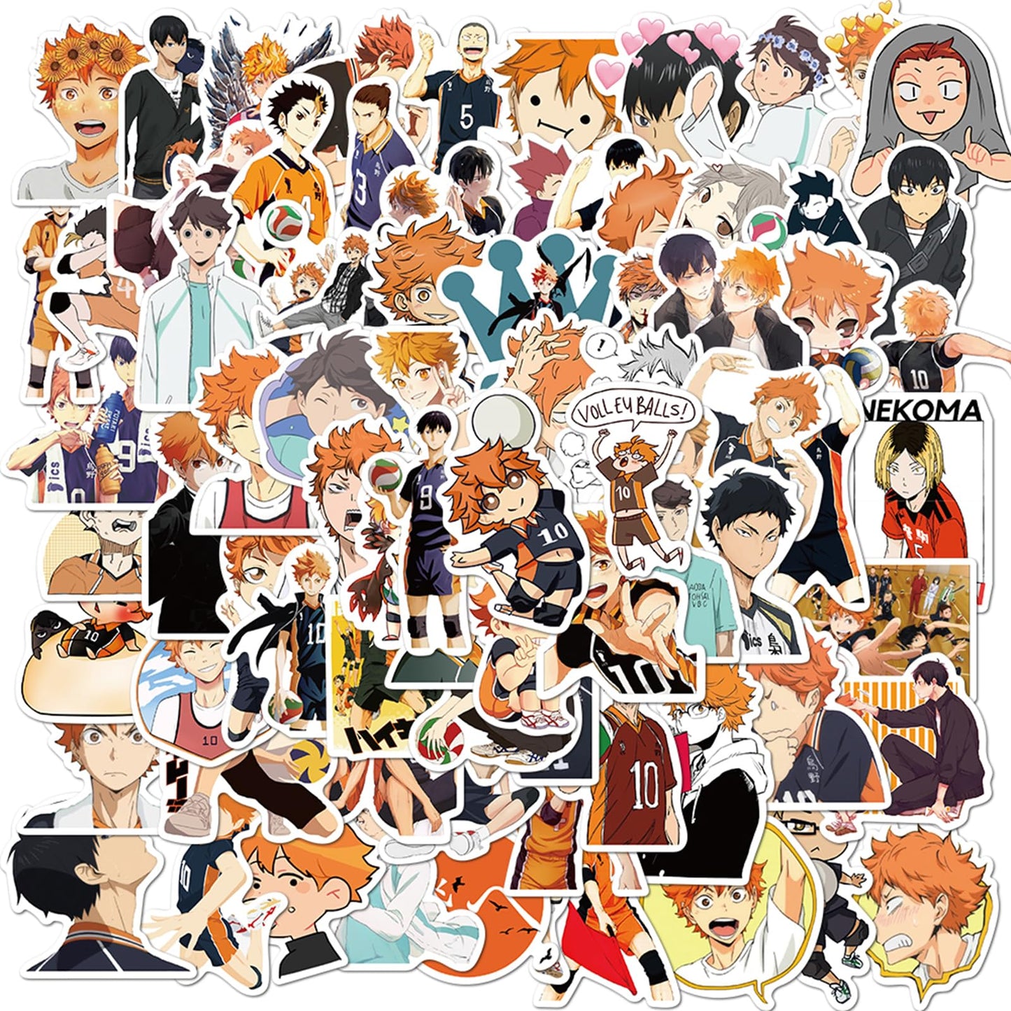 MINRAIN 100Pcs Haikyuu Waterproof Cartoon Sticker Set for Water Bottles & More