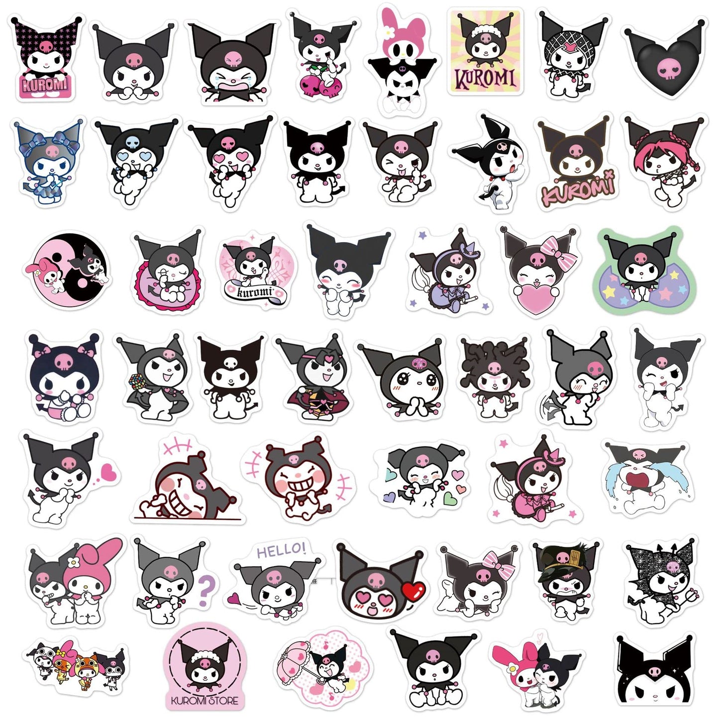 MINRAIN Kuromi Stickers – 50pc Waterproof Vinyl Decals for Water Bottles, Laptops & More