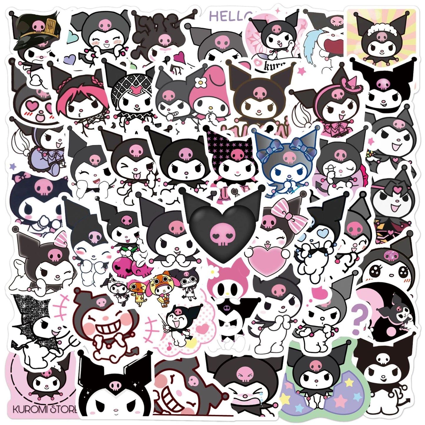MINRAIN Kuromi Stickers – 50pc Waterproof Vinyl Decals for Water Bottles, Laptops & More