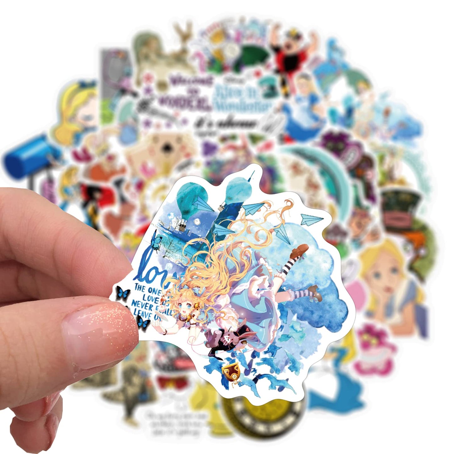 MINRAIN 50PCS Alice in Wonderland Waterproof Stickers for Water Bottles
