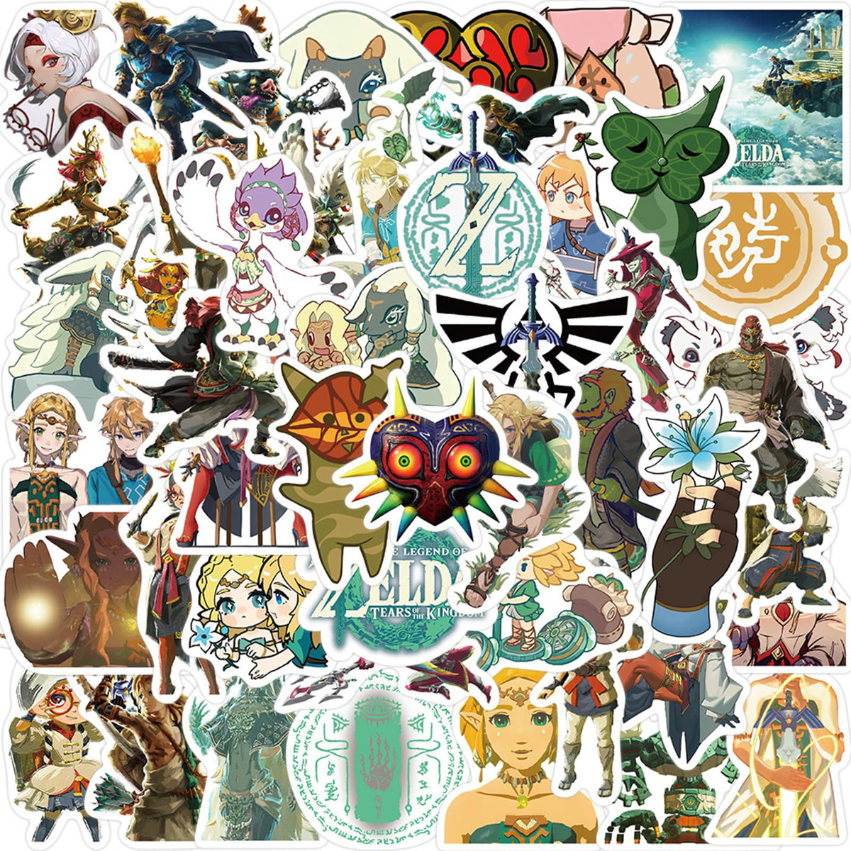 MINRAIN 50pcs Zelda Tears of the Kingdom Stickers – Waterproof Vinyl Decals for Laptops, Water Bottles & More