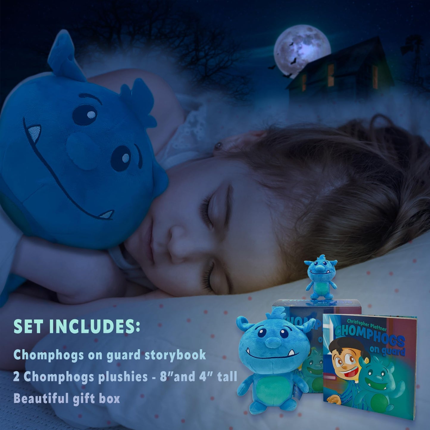 Mint Bucket Brands Chomphogs on Guard – Plush Nighttime Protectors & Storybook Set (1–9 Yrs)