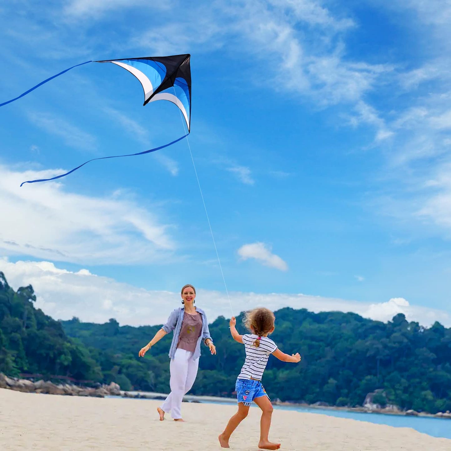 Mint's Colorful Life Delta Kite – Easy to Fly Blue Kite for All Ages