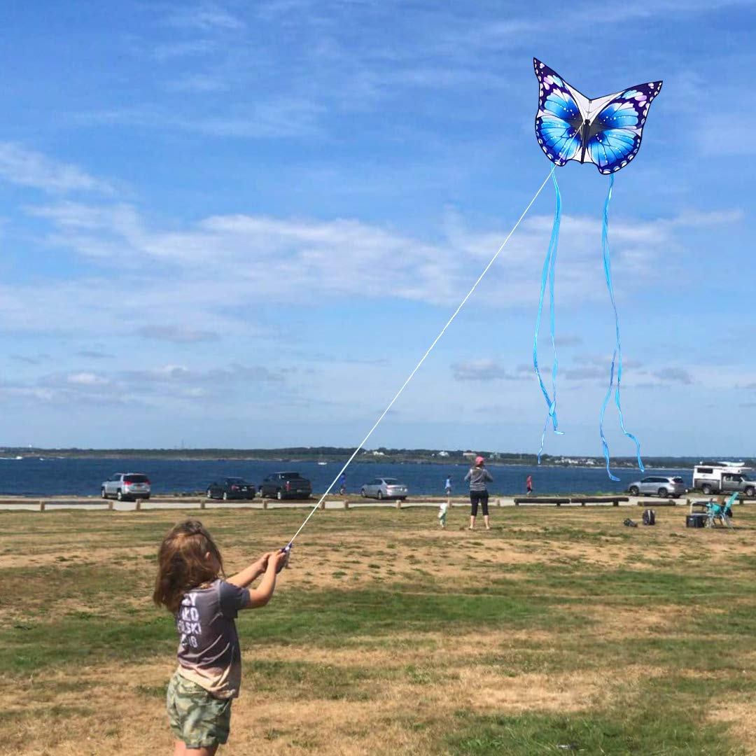 Mint's Colorful Life Butterfly Kite Blue – Easy to Fly with 300ft String