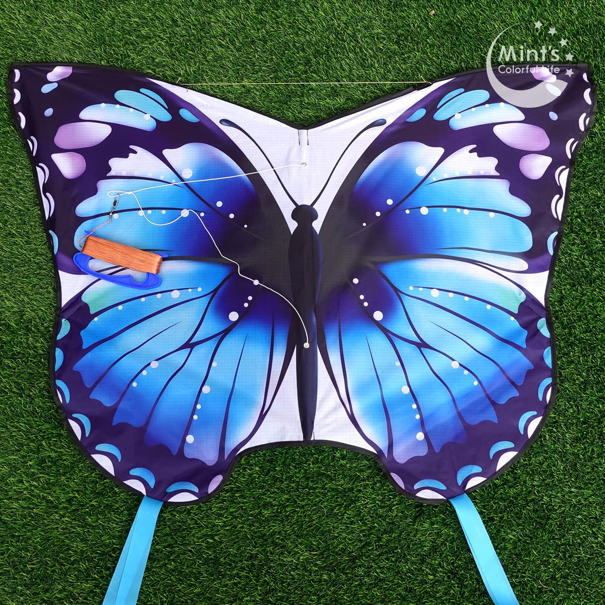 Mint's Colorful Life Butterfly Kite Blue – Easy to Fly with 300ft String