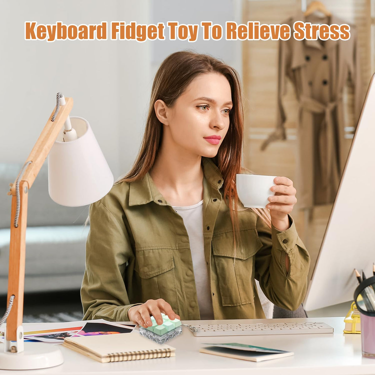 MintCaps Keyboard Fidget Toy with LED Light – Portable Stress Relief Keychain (Style C)