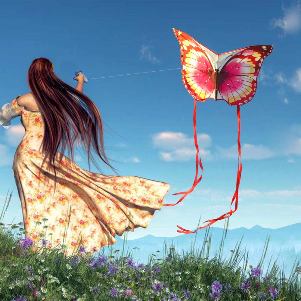 Mint's Colorful Life Butterfly Kite Pink – Easy to Fly with 300ft Line