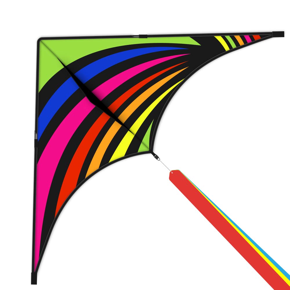 Mint's Colorful Life Delta Kite – Easy-Fly Rainbow Kite with 3 Ribbons & 300ft String