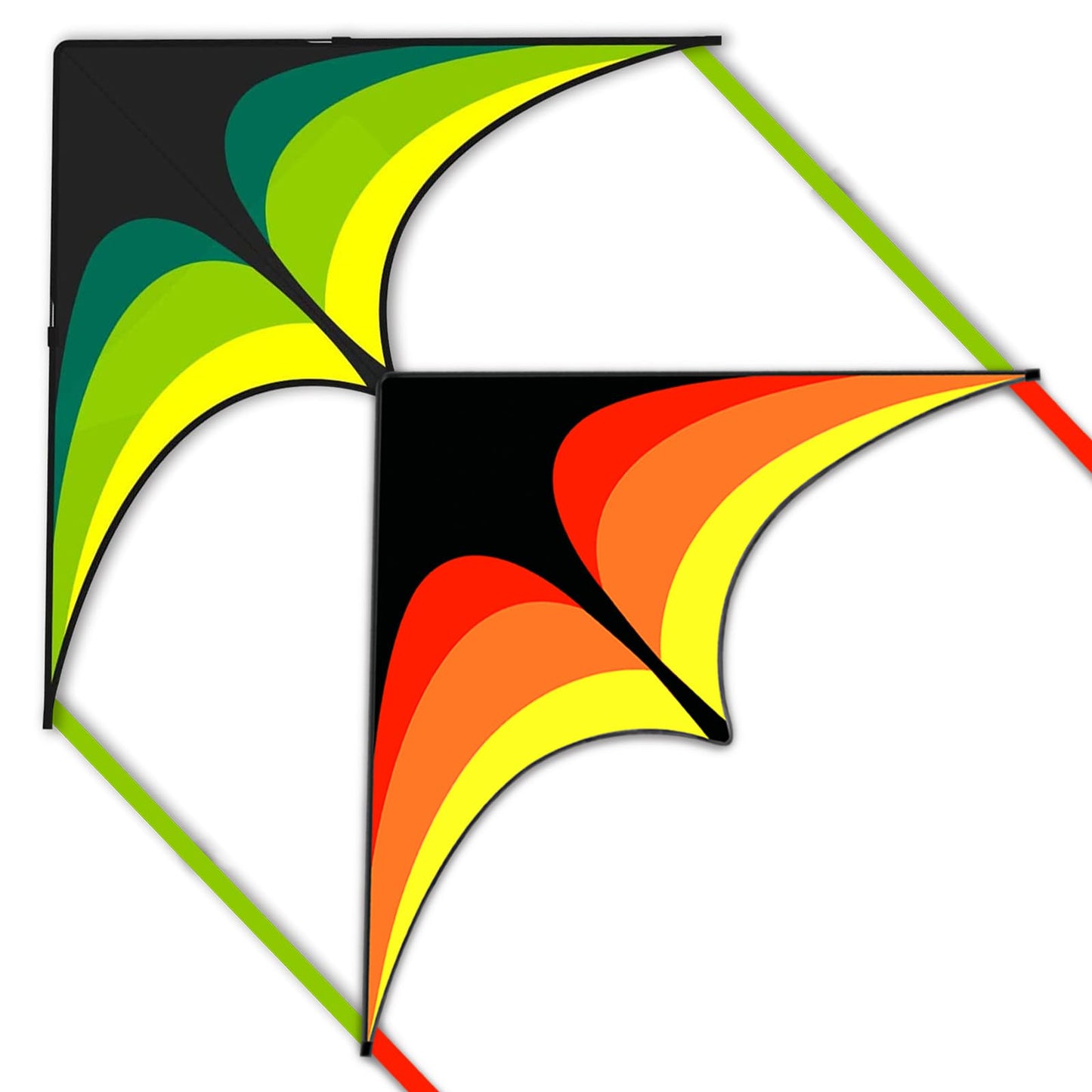 Mint's Colorful Life 2 Pack Delta Kites for Kids & Adults – Easy to Fly (Green & Yellow)